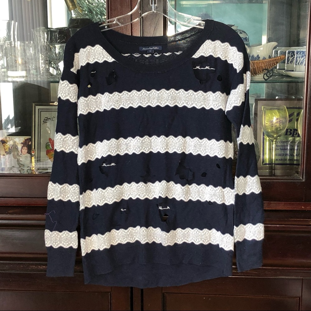 AEO holey sweater size S